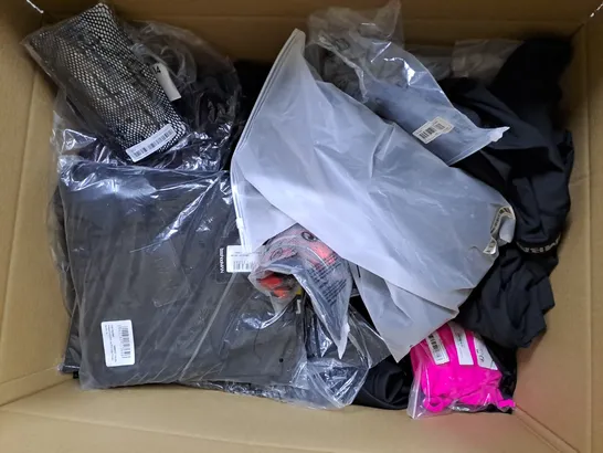 BOX OF APPROXIMATELY 25 ASSORTED CLOTHING ITEMS TO INCUDE - T-SHIRT - TROUSERS , TOPS , BOXERS - ETC