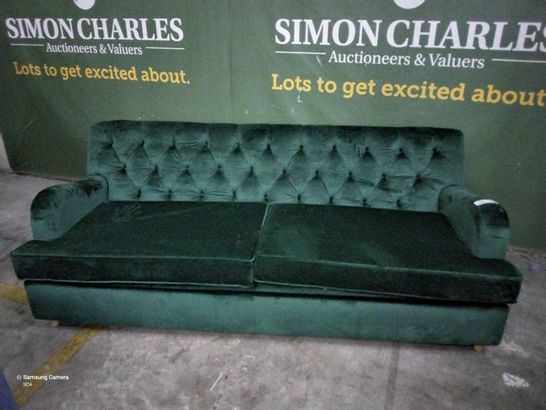 DESIGNER EMERALD GREEN BUTTON BACK SOFABED