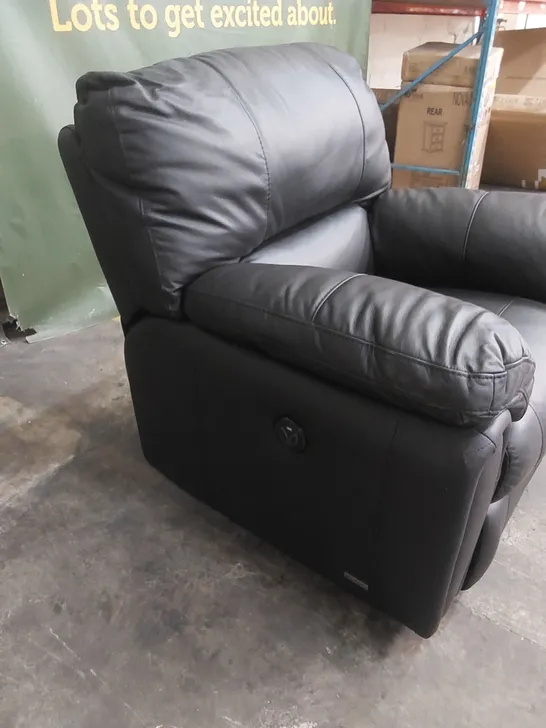 DESIGNER BLACK FAUX LEATHER ELECTRIC RECLINER CHAIR 