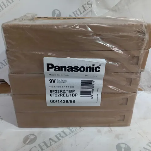 APPROXIMATELY 5 BOXES OF PANASONIC 9V SF22 ZINC CARBON BATTERIES (12 PER PACK)