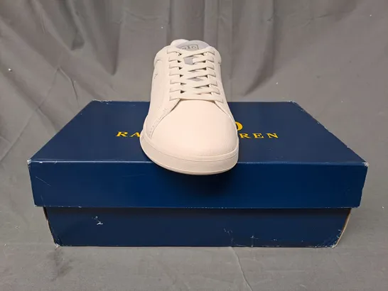 BOXED PAIR OF RALPH LAUREN POLO SHOES IN OFF WHITE UK SIZE 8