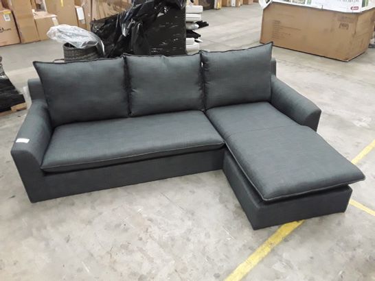 DESIGNER DARK GREY FABRIC CHAISE SOFA