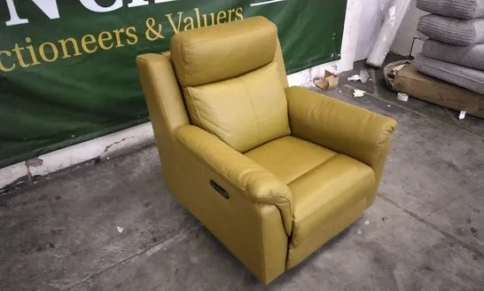 QUALITY DESIGNER MUSTARD LEATHER ELECTRIC RECLINING CHAIR