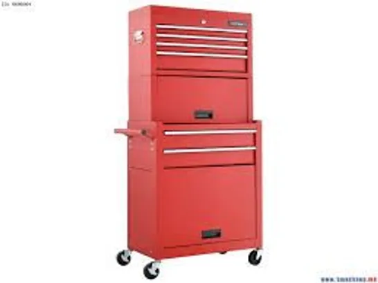 BOXED COSTWAY LOCKABLE TOOL STORAGE CABINET WITH HANDLE, DRAWERS, WHEELS AND EVA LINER - RED (1 BOX)