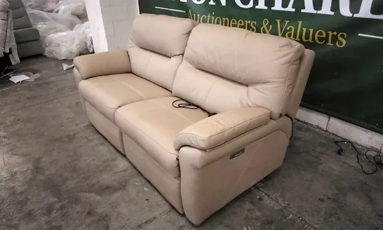 QUALITY BRITISH DESIGNED & MANUFACTURED G PLAN SEATTLE 3 SEATER POWER RECLINER SOFA CAMBRIDGE PUTTY LEATHER