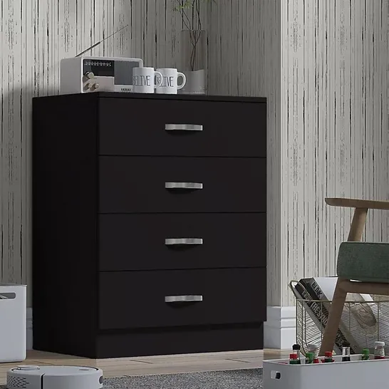 BOXED MARLESHA 4-DRAWER CHEST OF DRAWERS IN BLACK MATT (1 BOX)