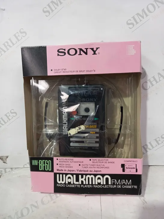 SONY WM-BF60 WALKMAN FM/AM RADIO CASSETTE PLAYER