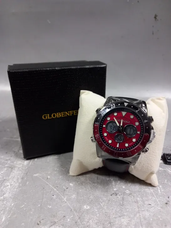 GLOBENFELD MIRAGE RED DIAL WATCH 