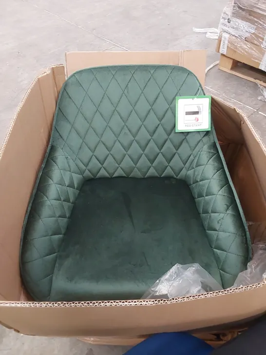 BOXED SET OF 2 GREEN VELVET DINING CHAIRS 