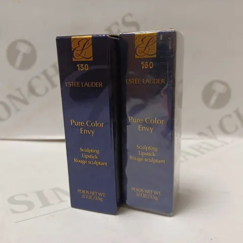 LOT OF 2 ESTEE LAUDER PURE COLOR ENVY SCULPTING LIPSTICKS TO INCLUDE #150 DECADENT & #160 DISCREET