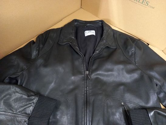 DESIGNER BLACK FAUX LEATHER JACKET - XXL