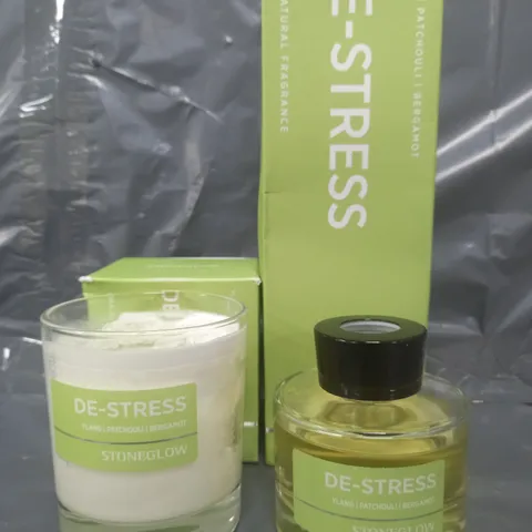 BOXED STONEGLOW DE-STRESS REED DIFFUSER & CANDLE SET