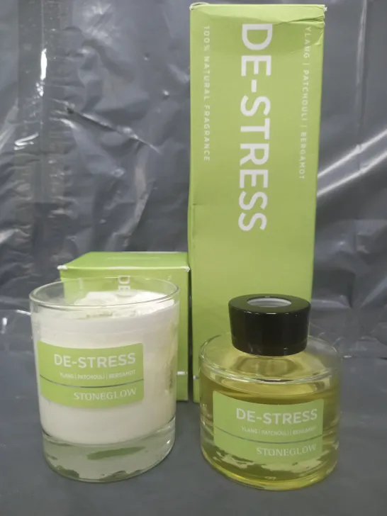 BOXED STONEGLOW DE-STRESS REED DIFFUSER & CANDLE SET