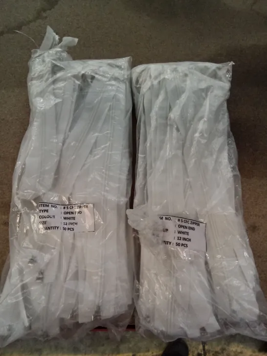 BOX CONTAINING 2000 #5 12" WHITE CUT LENGTH COMPLETE ZIPPERS 