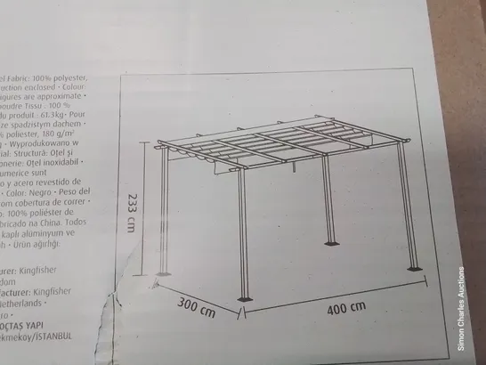 BOXED BLOOMA MOSES 4 × 3M SLIDING FABRIC ROOF GAZEBO