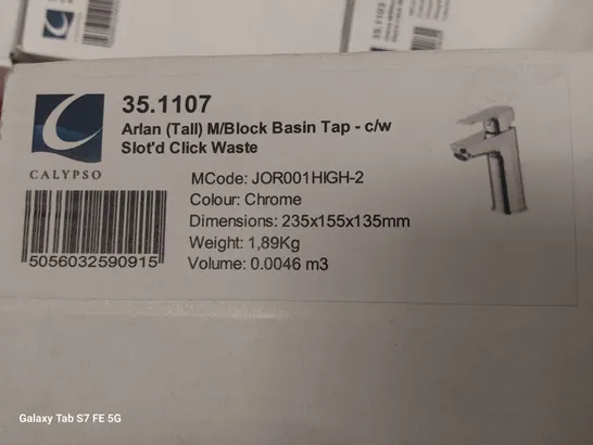 BOXED ARTLAN TALL MONOBLOCK BASIN MIXER TAP WITH SLOTTED WASTE 