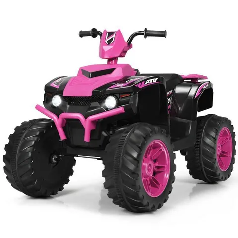 BOXED COSTWAY 12V KIDS 4-WHEELER ATV QUAD RIDE ON CAR W/ LED LIGHTS MUSIC - PINK 