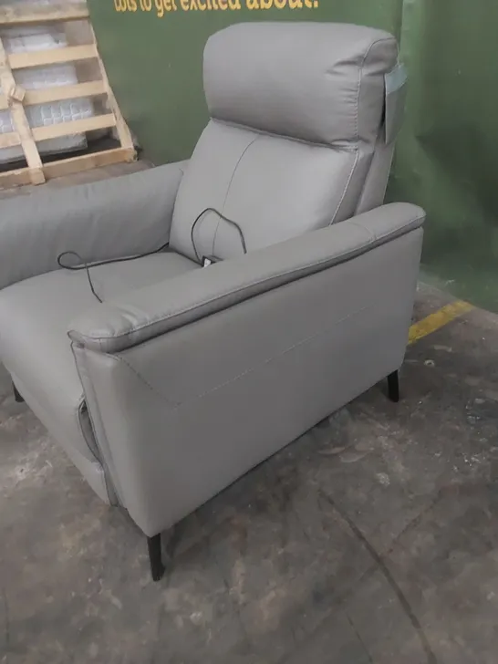 DESIGNER GREY FAUX LEATHER ELECTRIC RECLINER CHAIR 