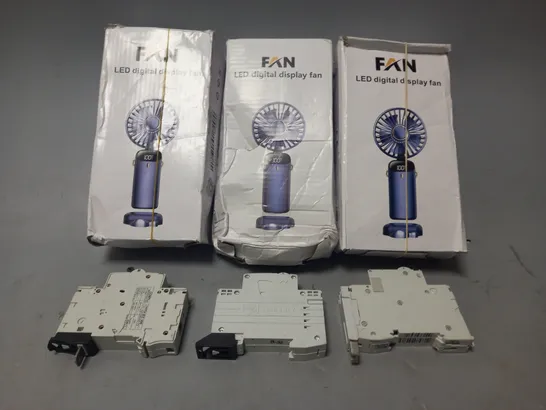 APPROXIMATELY 10 ASSORTED ITEMS TO INCLUDE DIGITAL DISPLAY FANS, ETC