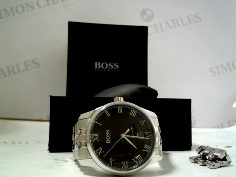 HUGO BOSS MASTER BLACK DATE DIAL STAINLESS STEEL WRISTWATCH  RRP &pound;209.00