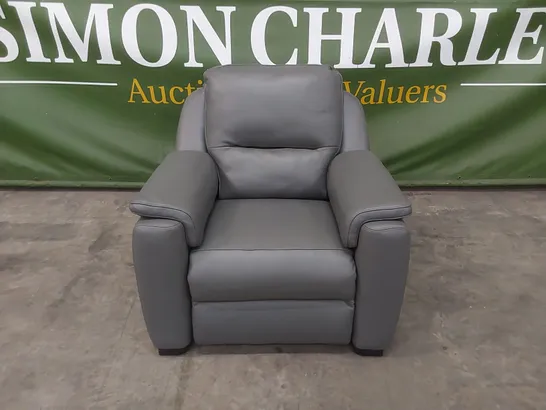 QUALITY DESIGNER ITALIAN MADE AVOLA GREY LEATHER UPHOLSTERED ELECTRIC RECLINER CHAIR 