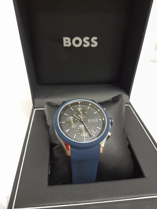 BOSS GENTS VERLOCITY WATCH WITH BLUE RUBBER STRAP  RRP £249