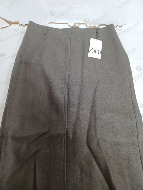 ZARA KHAKI LONG SKIRT - LARGE