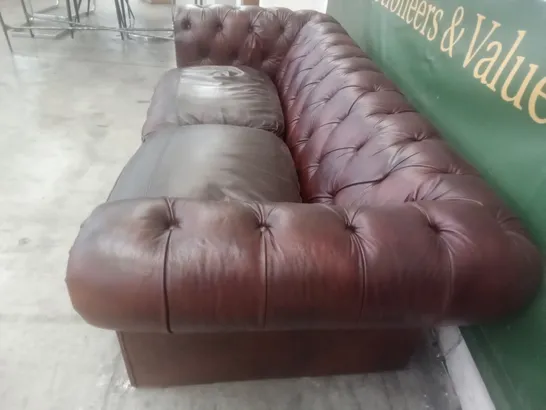 QUALITY DESIGNER 3 SEATER SOFA - BROWN LEATHER 