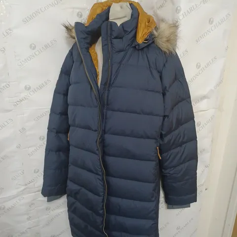 RAB FUR TRIM HOOD COAT IN BLUE/ORANGE SIZE 18