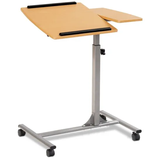 BOXED COSTWAY LAPTOP TABLE HEIGHT-ADJUSTABLE NOTEBOOK TABLE BED TABLE WITH WHEELS AND BRAKES NATURAL 64 X 44 X 64-95 CM