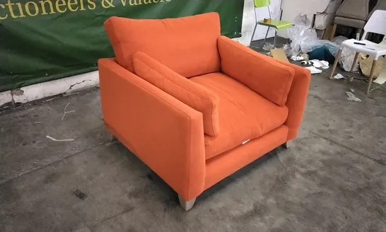 QUALITY DESIGNER LOUNGE CO ARMCHAIR IN ORANGE FABRIC 