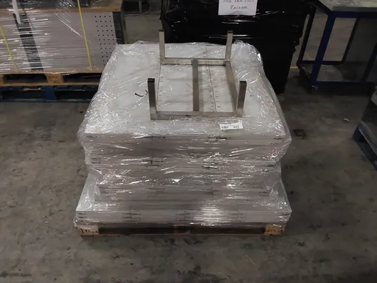 PALLET CONTAINING A LARGE QUANTITY OF METAL SHELVES 