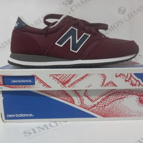 BOXED PAIR OF NEW BALANCE SHOES IN MAROON UK SIZE 4