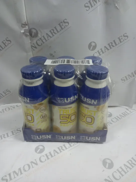 SEALED CASE OF 6 USN LACTOSE FREE TRUST 50 PROTEIN SHAKES - BANANA - 6 X 500ML