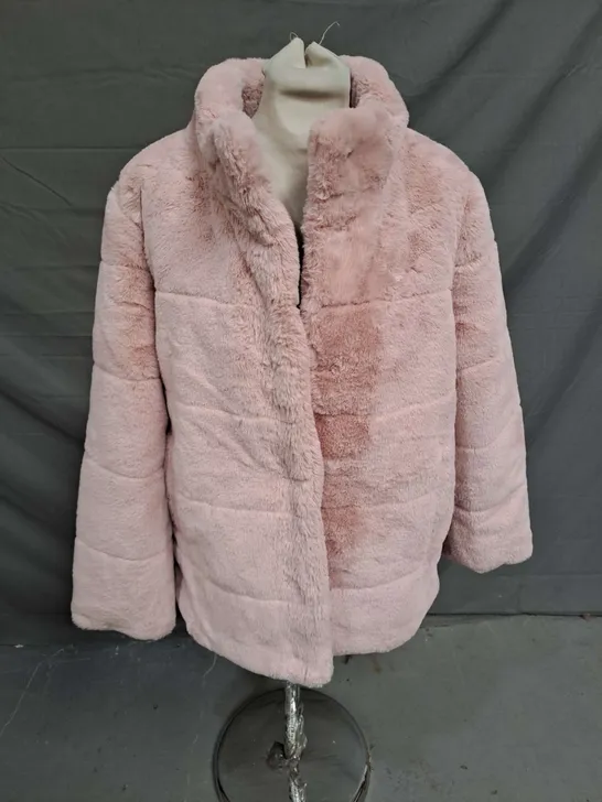 CENTIGRADE BUNNY FAUX FUR JACKET IN LIGHT PINK SIZE M