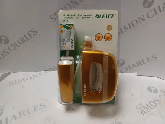 LEITZ STAPLER & HOLE PUNCH SET MINI - METALLIC ORANGE