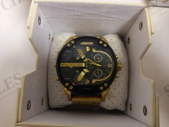 DIESEL ONLY THE BRAVE GOLD EFFECT WATCH WITH BLACK TRIPLE DIAL FACE