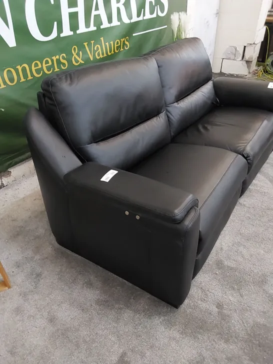 QUALITY DESIGNER AVOLA 2-SEATER ELECTRIC RECLINING SOFA IN BLACK LEATHER WITH MECHANISM 