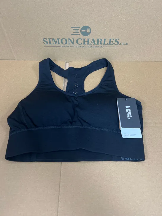 MONS ROYALE STRATOS MERINO SHIFT SPORTS BRA IN BLACK SIZE SMALL