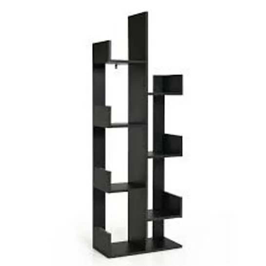 BOXED COSTWAY TREE-SHAPED BOOKSHELF WITH 8 STORAGE SHELVES - BLACK