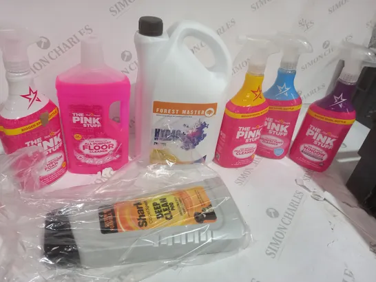 7 ASSORTED LIQUIDS TO INCLUDE A HYD46 HYDRAULIC OIL AND A MULTI PURPOSE CLEANER - COLLECTION ONLY