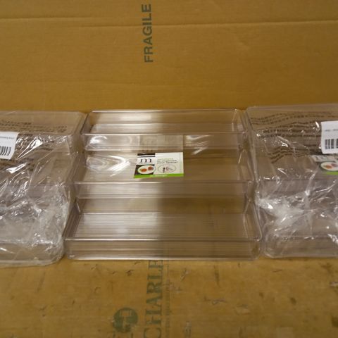 LOT OF 3 LINUS EXPANDABLE CLEAR CABINET ORGANISERS