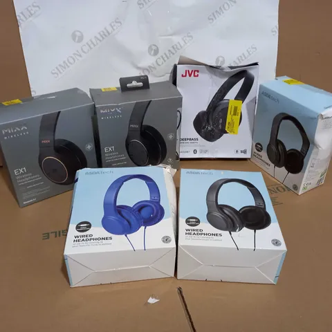 6 ASSORTED WIRED/WIRELESS HEADPHONES