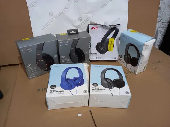 6 ASSORTED WIRED/WIRELESS HEADPHONES