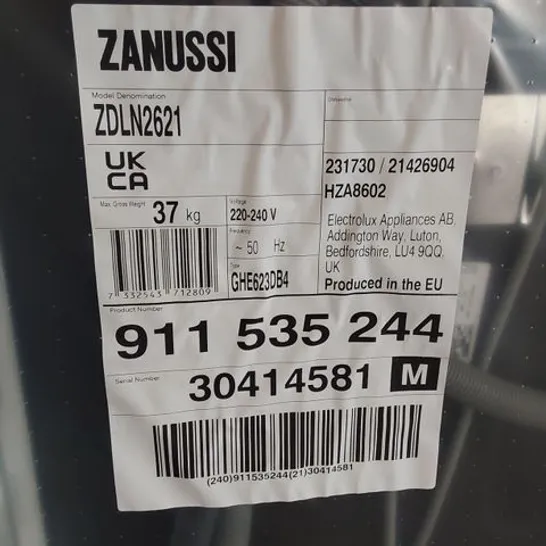 ZANUSSI SERIES 20 AIR DRY INTEGRATED 14 PLACE DISHWASHER MODEL ZDLN2621 RRP £500