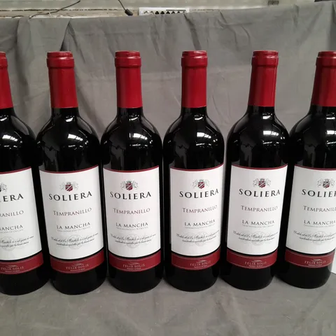 LOT OF 6 BOTTLES OF SOLIERA TEMPRANILLO RED WINE