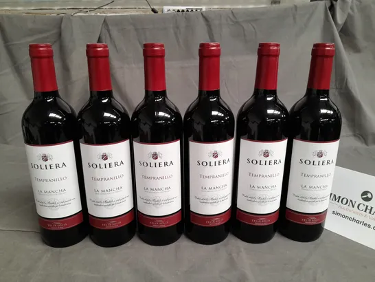 LOT OF 6 BOTTLES OF SOLIERA TEMPRANILLO RED WINE