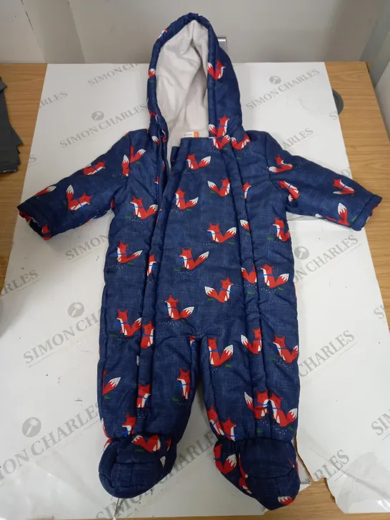 FOX PRINT WOOL LINED SNOWSUIT SIZE 3-6MONTHS