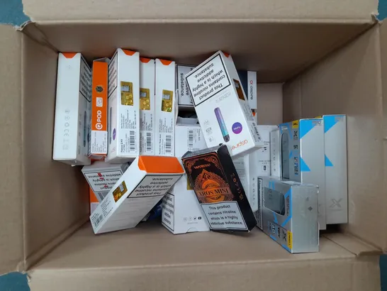 BOX OF APPROXIMATELY 20 ASSORTED E-CIGARATTES TO INCLUDE VAPORESSO, ASPIRE, GEEKVAPE ETC