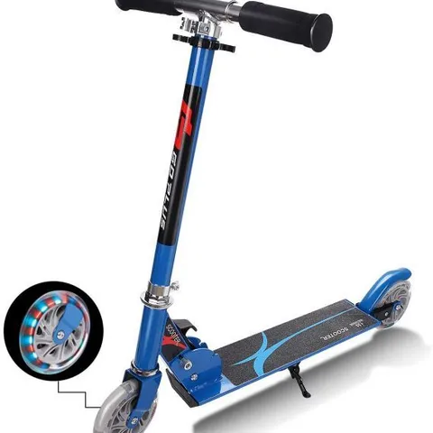 BOXED GOPLUS BLUE FOLDING ALUMINUM 2 WHEEL KIDS KICK SCOOTER ADJUSTABLE HEIGHT LED LIGHT UP